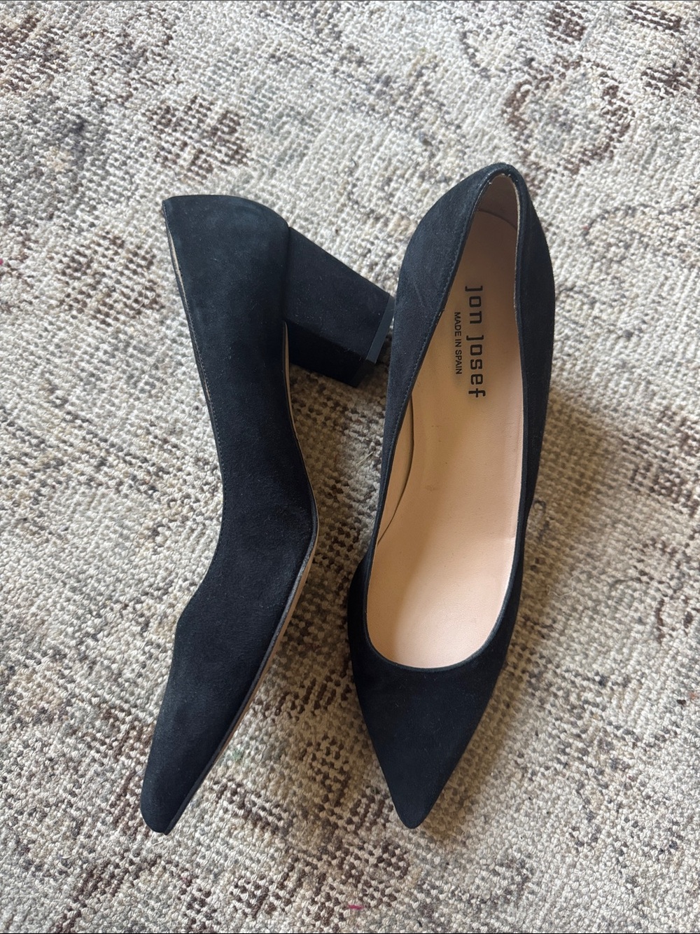Jon Josef Black Suede Heels